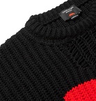 CALVIN KLEIN 205W39NYC - Distressed Intarsia-Knit Sweater - Black