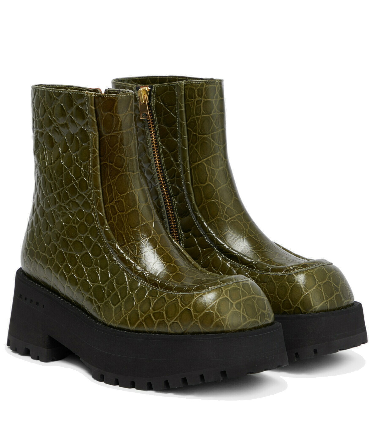 Marni - Snake-effect leather ankle boots Marni