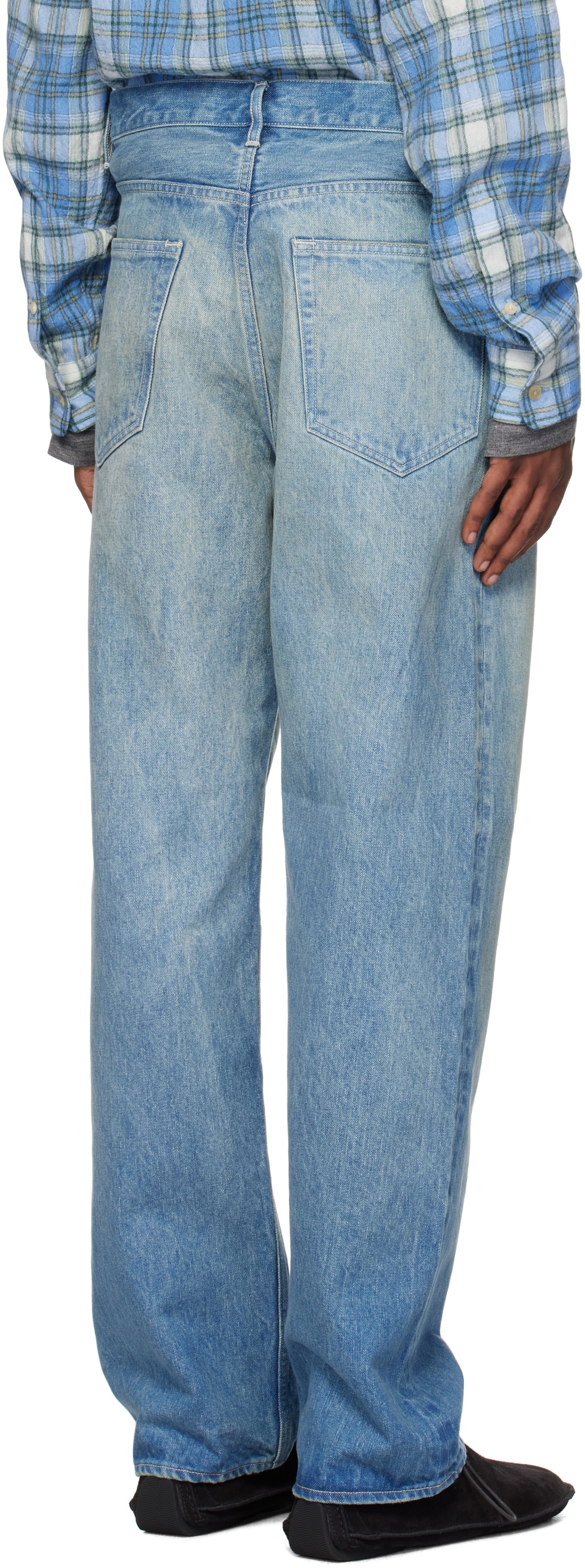 AURALEE Blue Selvedge Faded Heavy Denim Wide Jeans Auralee AURALEE Blue Selvedge Faded Heavy Denim Wide Jeans Auralee