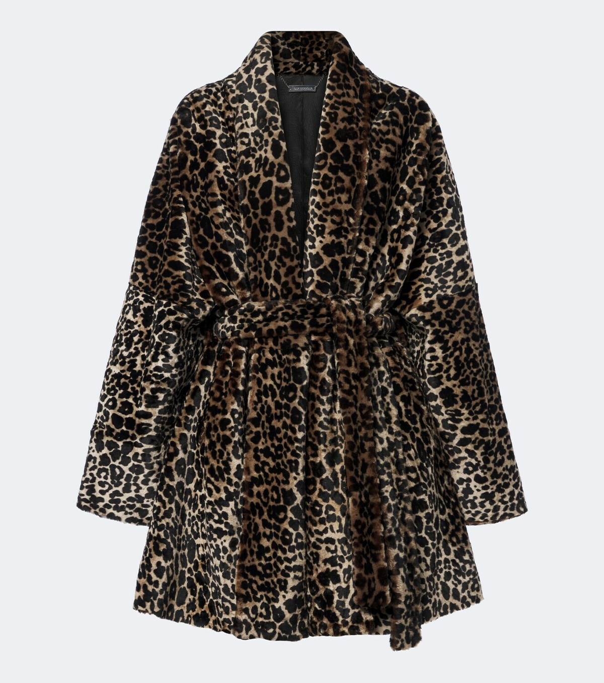 Nour Hammour Raquel leopard-print shearling wrap coat