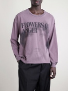 Enfants Riches Déprimés - Flowers of Anger Cropped Printed Distressed Cotton T-Shirt - Purple
