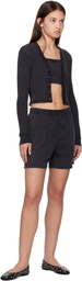 Alexander Wang Black Waffle-Knit Cotton Stretch Cardigan
