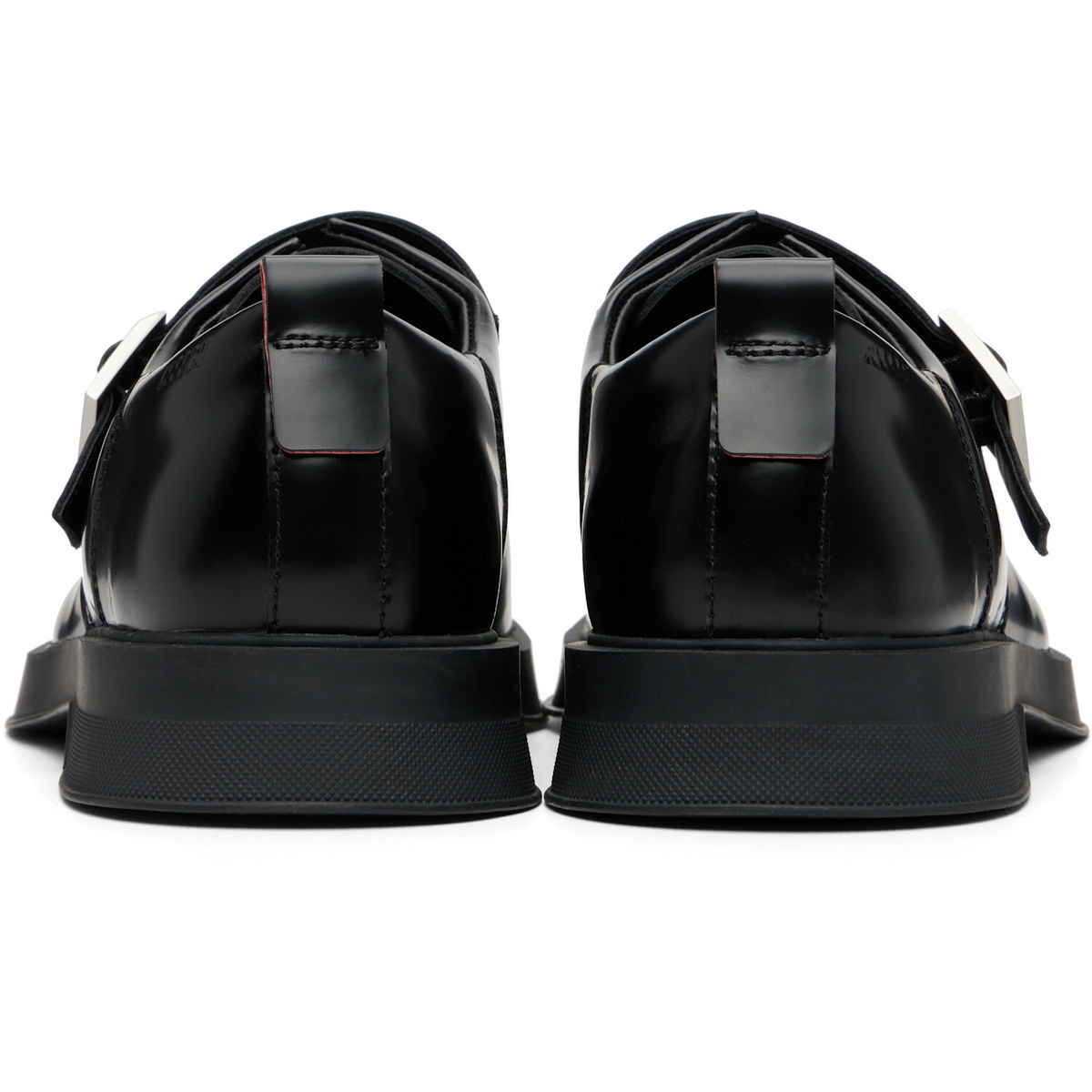 Hugo Black Leather Logo Buckle Monkstraps