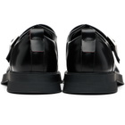 Hugo Black Leather Logo Buckle Monkstraps
