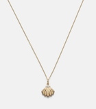 Stone and Strand Vintage Scallop Shell 14kt gold necklace with diamonds