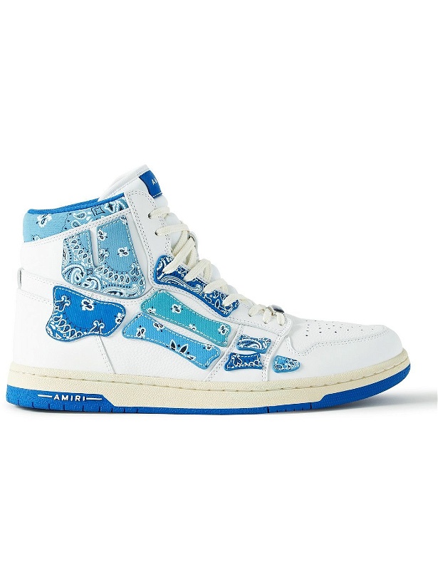 Photo: AMIRI - Skel-Top Bandana-Print Canvas and Leather High-Top Sneakers - Blue