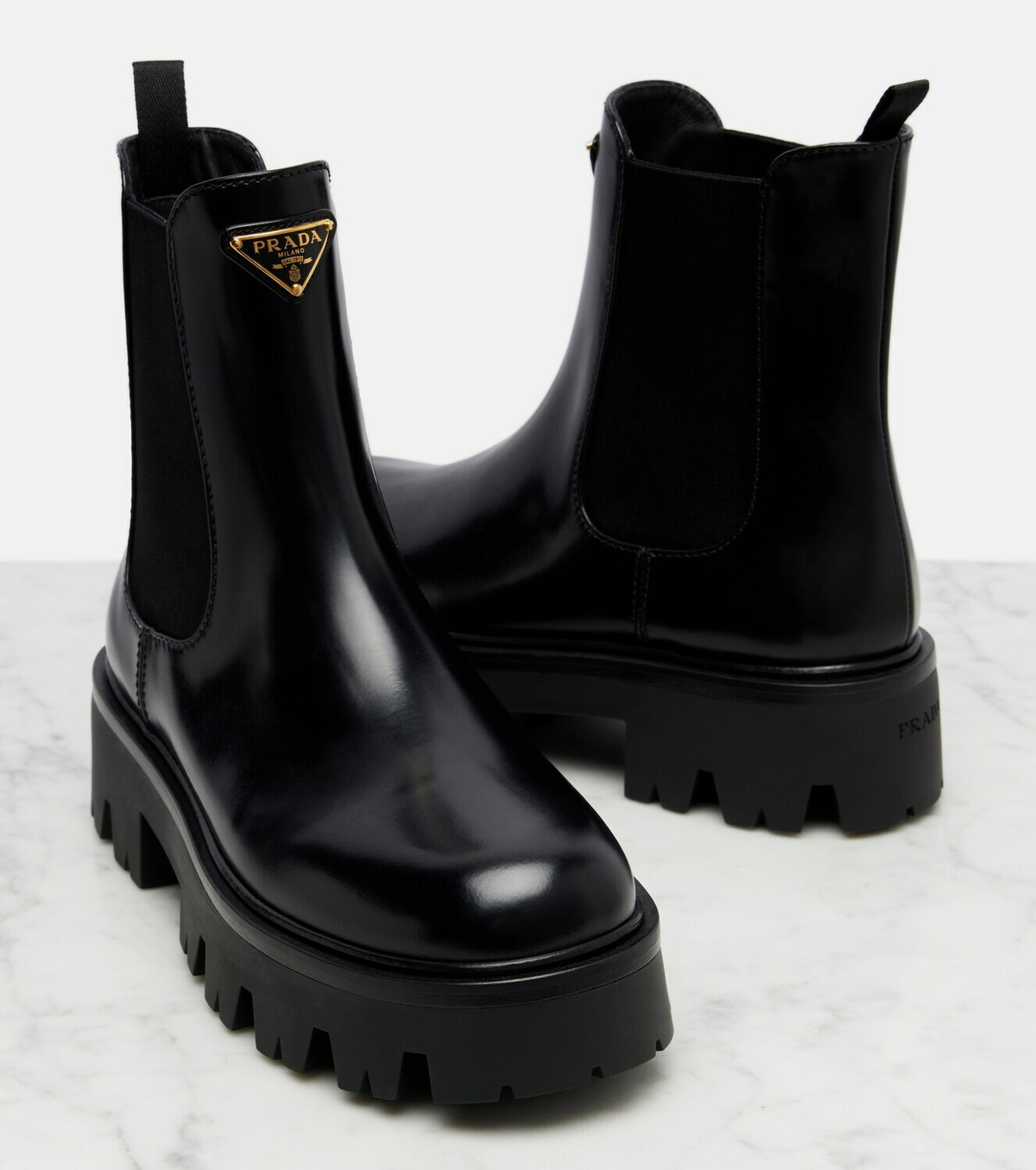 Prada 50 leather platform Chelsea boots