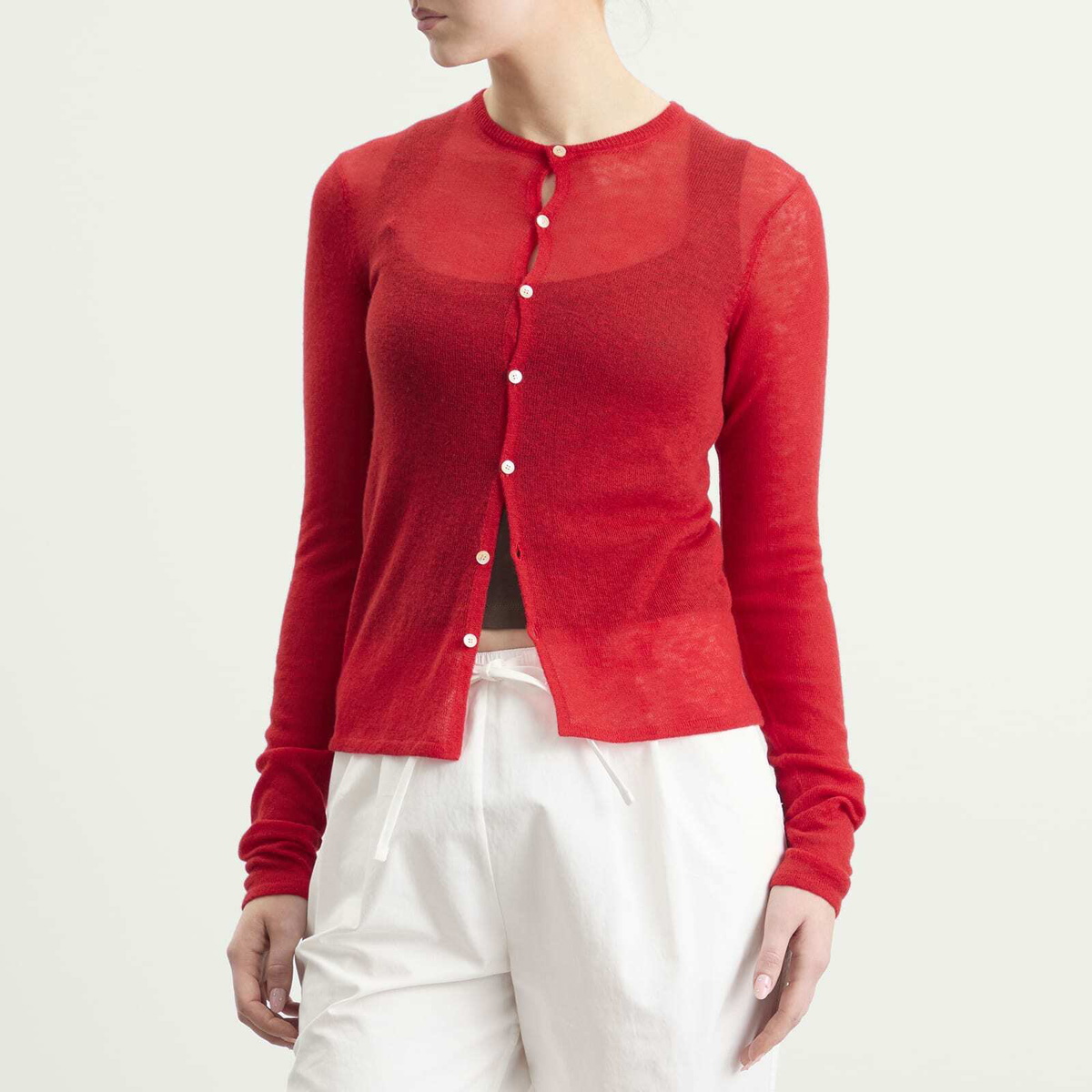 Auralee Women's Cashmere Knit Cardigan in Red/Orange