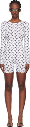 Marine Serre White Recycled Moon Jersey Short Catsuit