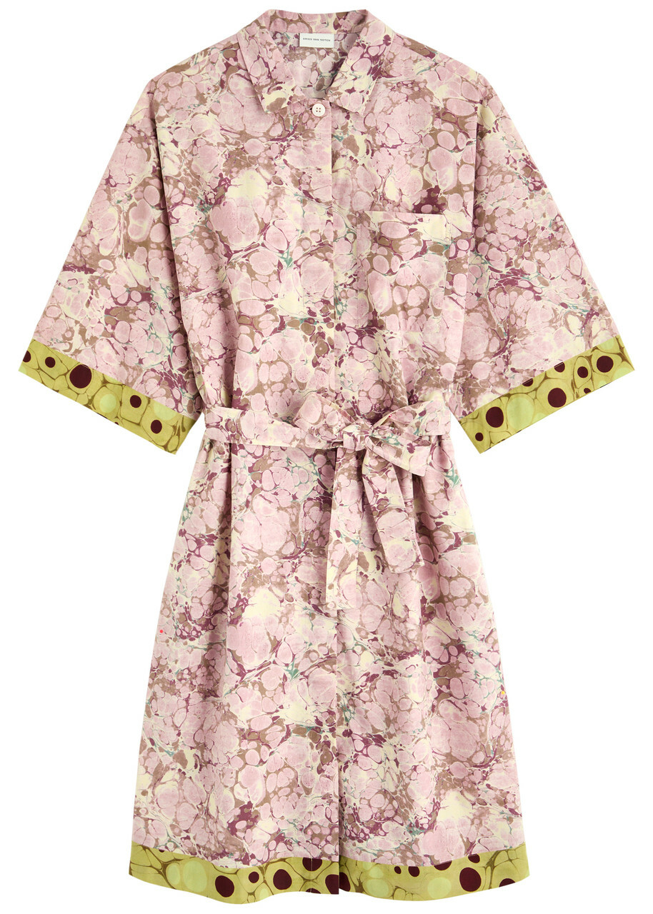 Dries Van Noten Doralia Printed Cotton Mini Shirt Dress Pink Other