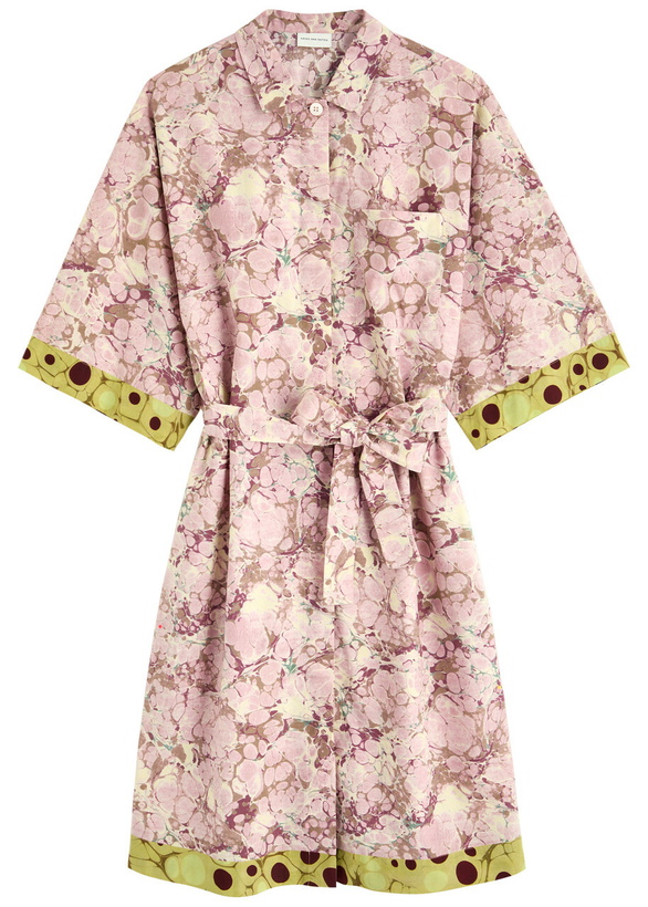 Photo: Dries Van Noten Doralia Printed Cotton Mini Shirt Dress Pink Other