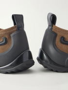 LOEWE - Grip Aqua Rubber-Trimmed Stretch Suede Sneakers - Brown
