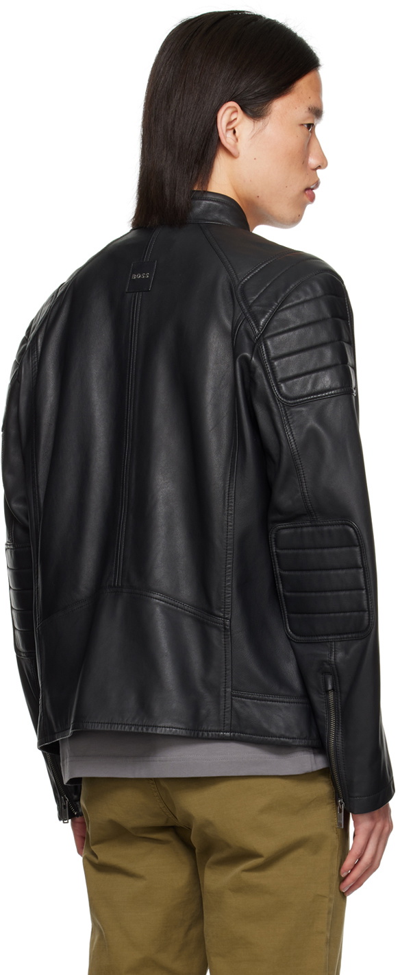 BOSS Black Zip Leather Jacket
