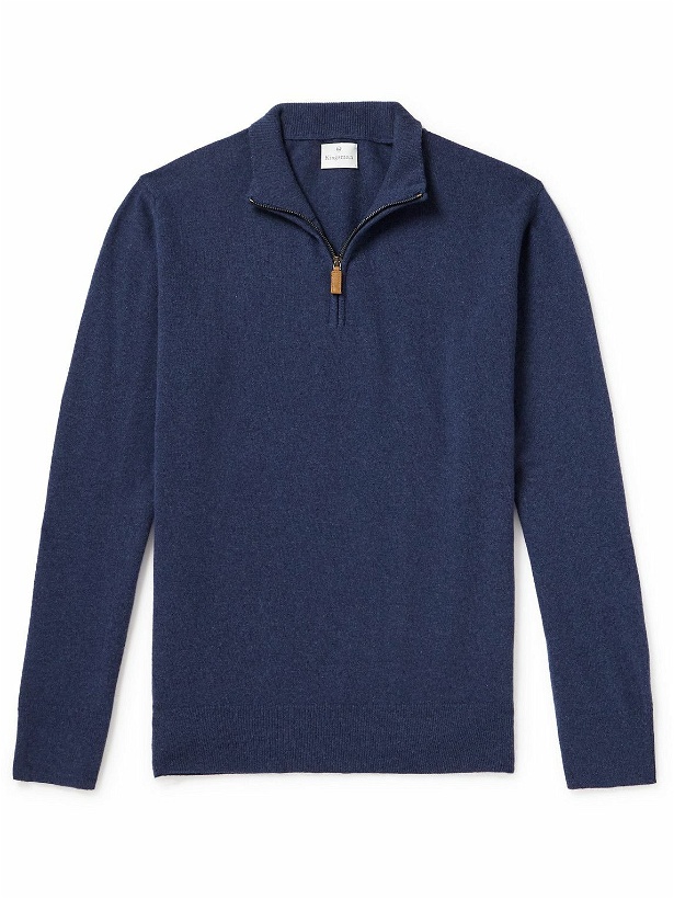 Photo: Kingsman - Wade Merino Wool and Cashmere-Blend Half-Zip Sweater - Blue