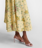 Rodarte Asymmetric floral silk midi dress