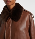 Prada Shearling-trimmed leather jacket