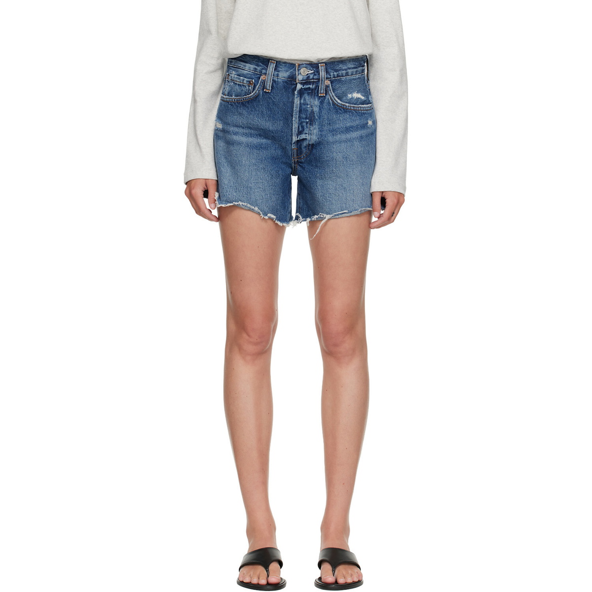 AGOLDE Blue Parker Long Denim Shorts