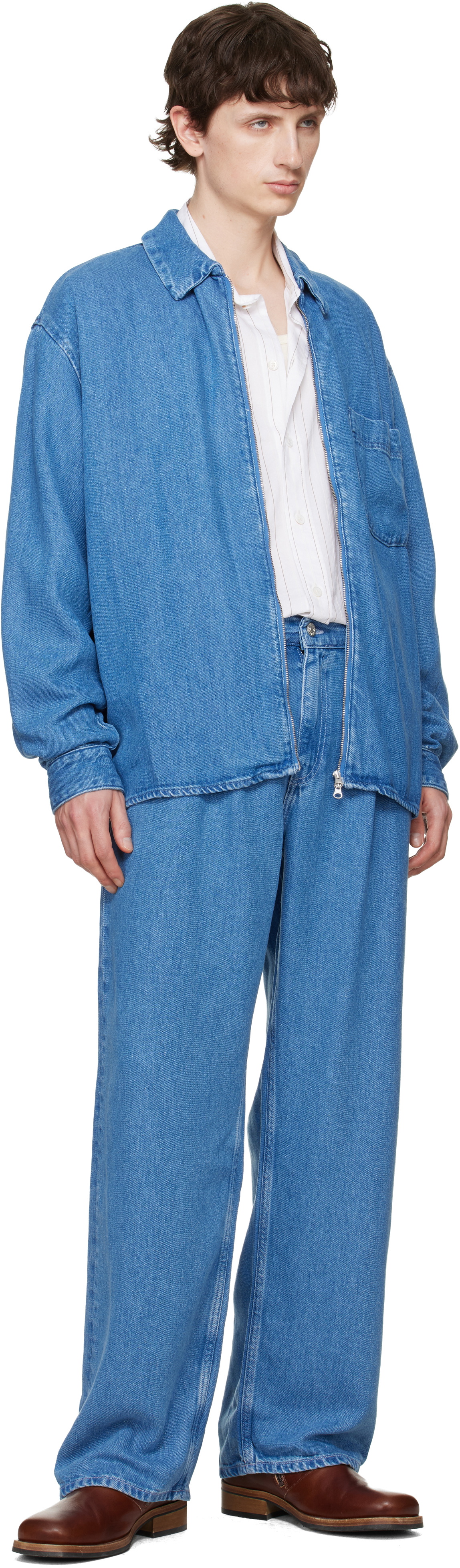 Won Hundred Blue Zayne Denim Zip Shirt