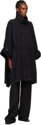 YOHJI YAMAMOTO Black High Neck Denim Coat