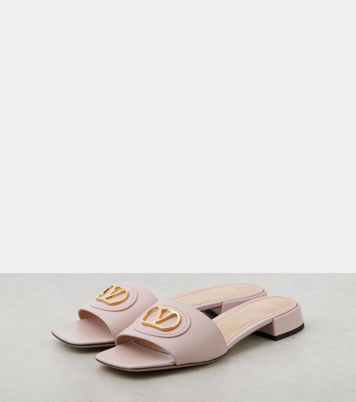 VLogo Signature Brown Leather mules main image 0