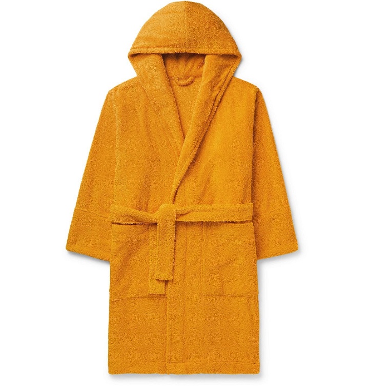 Photo: TEKLA - Organic Cotton-Terry Hooded Robe - Yellow