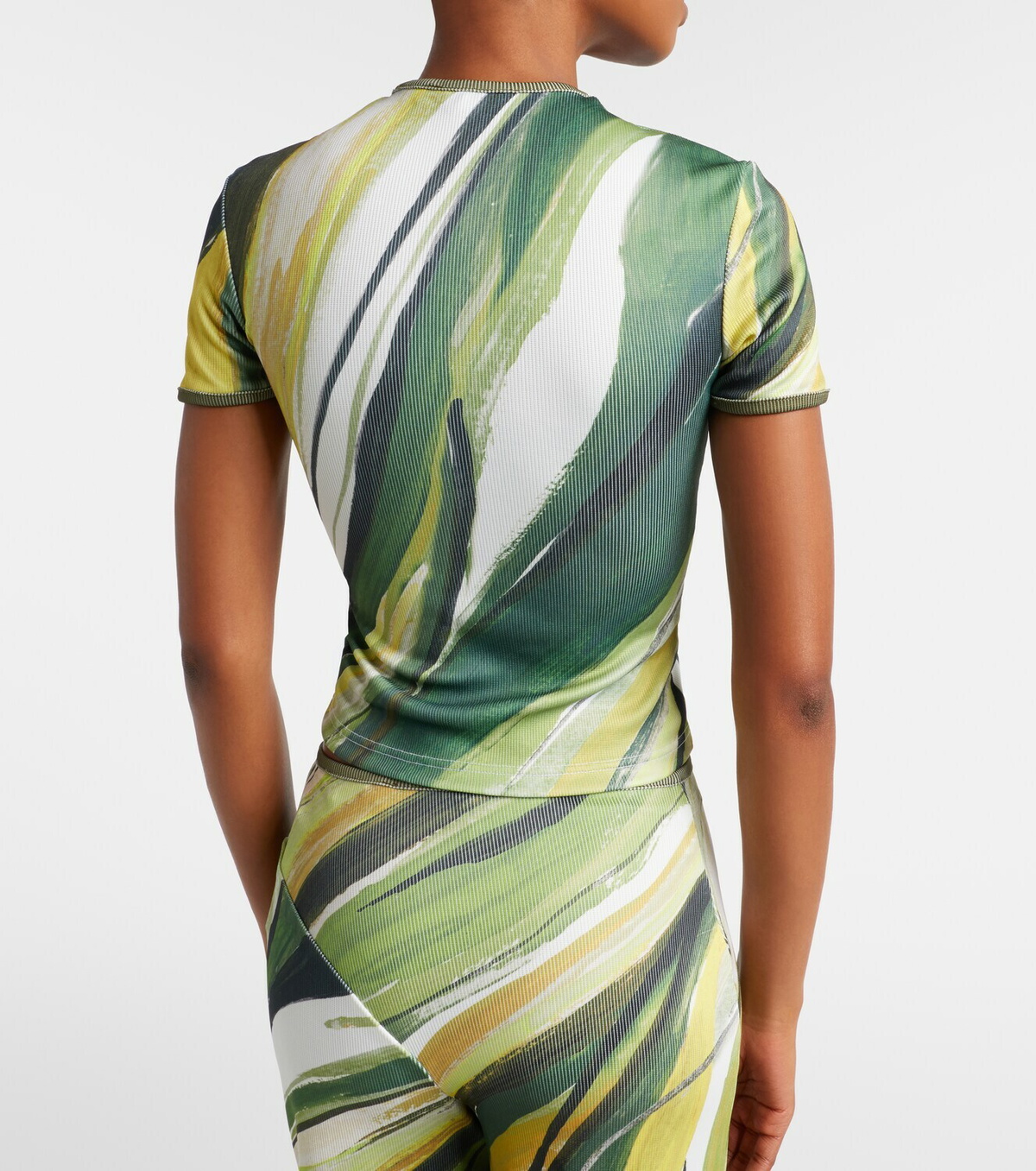 Christopher Esber Printed ribbed-knit jersey top
