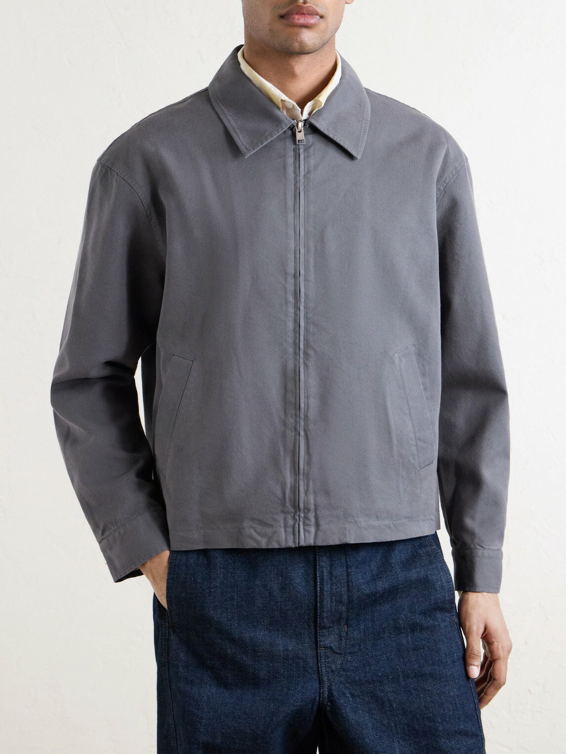 FRAME - Cotton-Blend Trucker Jacket - Gray