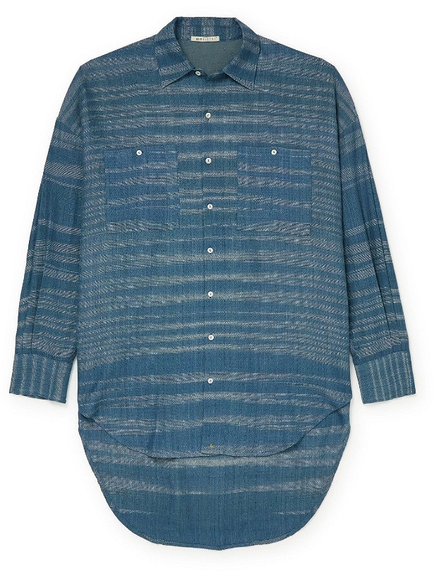 Photo: 11.11/eleven eleven - Indigo-Dyed Merino Wool Shirt - Blue