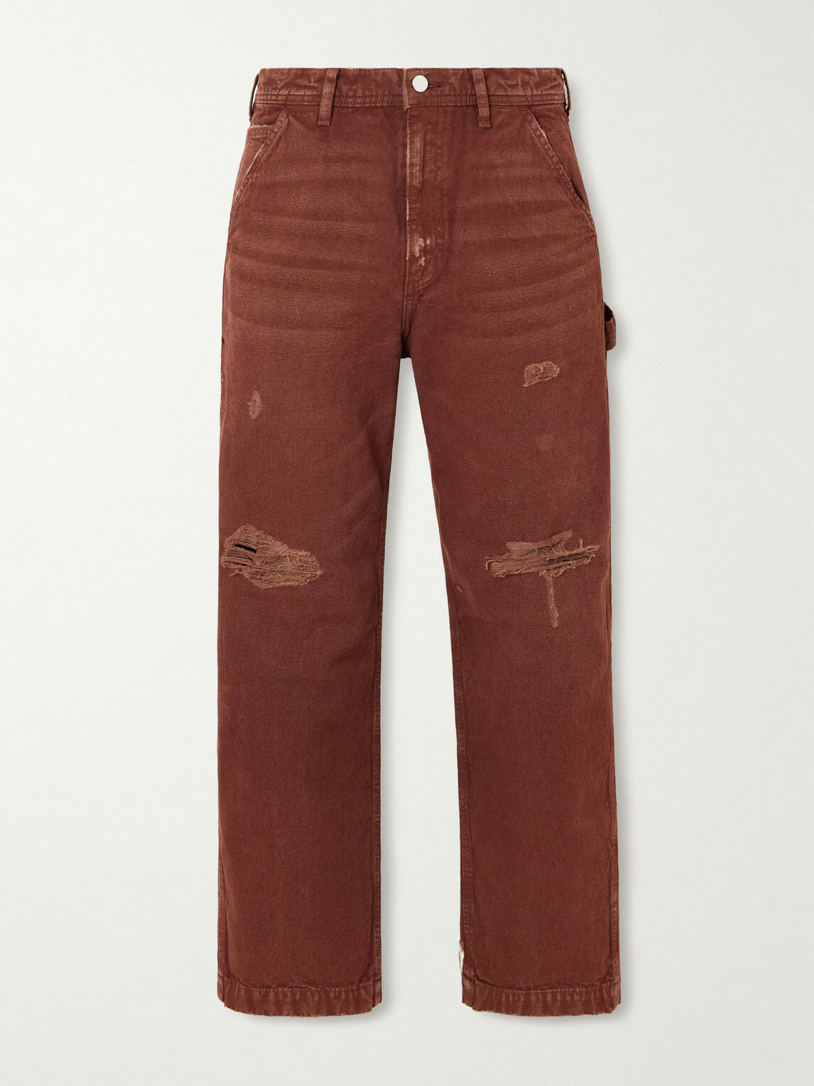 Enfants Riches Déprimés - Paint Straight-Leg Distressed Cotton-Canvas Trousers - Brown