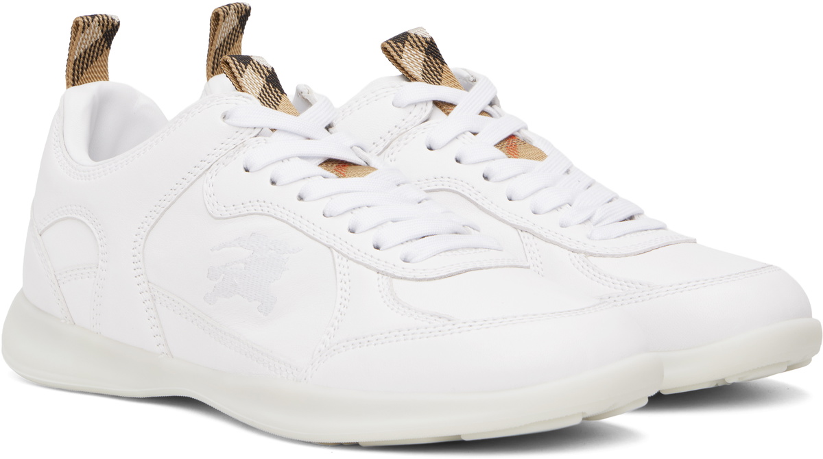 Burberry White Leather Matrix Sneakers Burberry