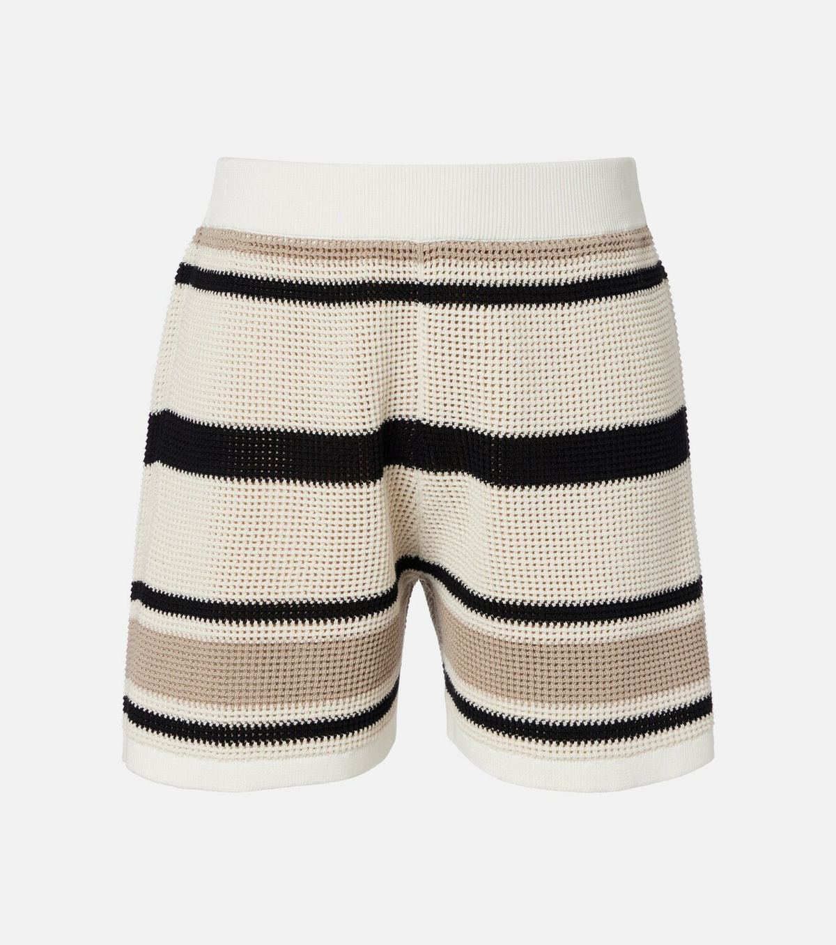 Brunello Cucinelli Open-knit striped cotton shorts