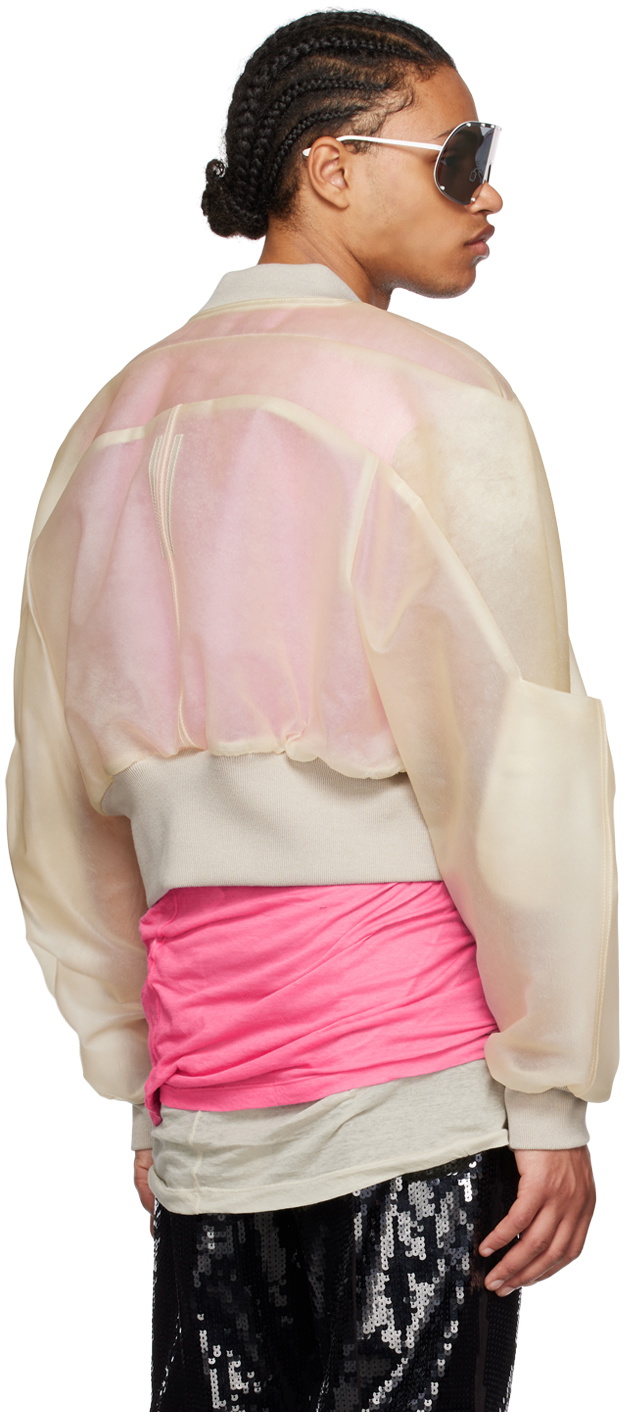 Shop Rick Owens Girdered Transparent Leather Cropped Bomber Jacket