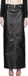 GCDS Black Belted Leather Maxi Skirt