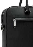 Boss Logo Grained Leather Briefcase - Black - One Size