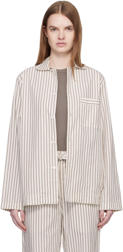 Photo: Tekla Off-White & Brown Poplin Long-Sleeved Pyjama Shirt