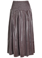 Damson Madder Layla Shirred Pearlescent Satin Midi Ksirt Purple