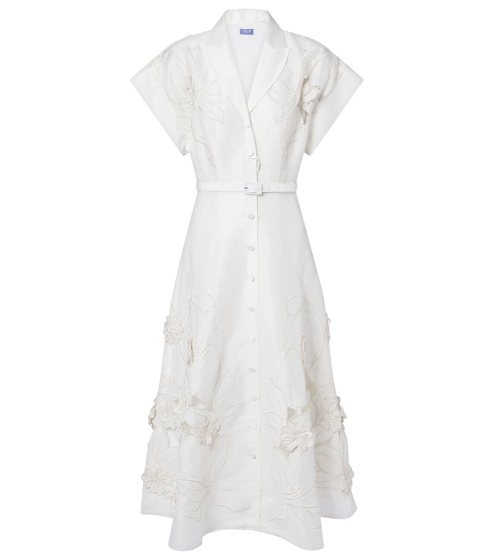Photo: Leo Lin Aubrey floral-appliqué linen-blend shirt dress