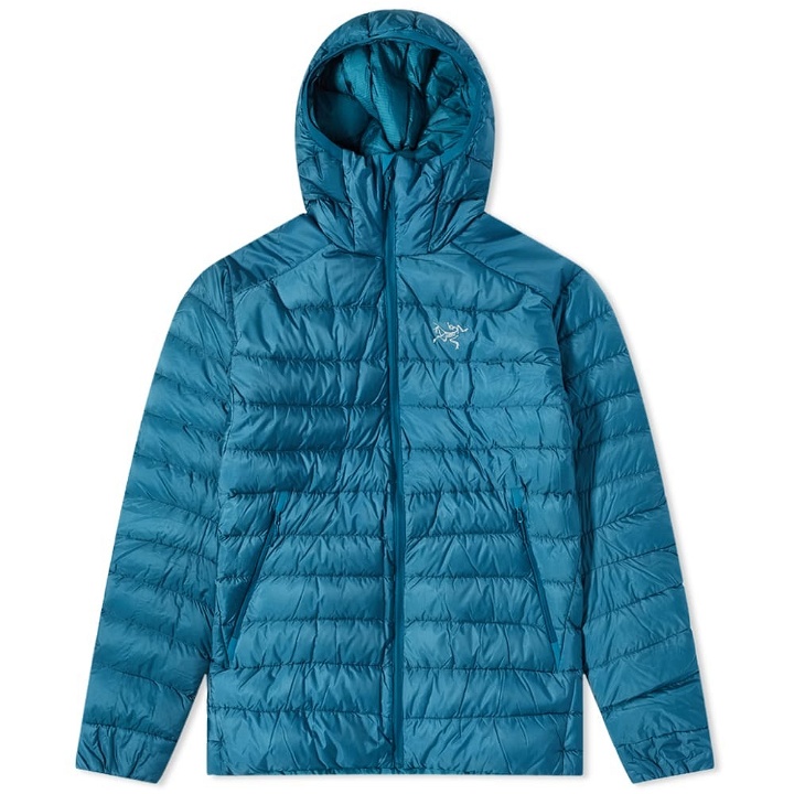 Photo: Arc'teryx Men's Cerium LT Hooded Down Jacket in Forcefield