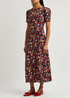 Kitri Gwendolyn Floral-print Midi Dress Red