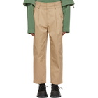 Juun.J Beige Two-Pleat Double Waistband Trousers