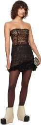 LAURA ANDRASCHKO Black Frilly Tube Minidress