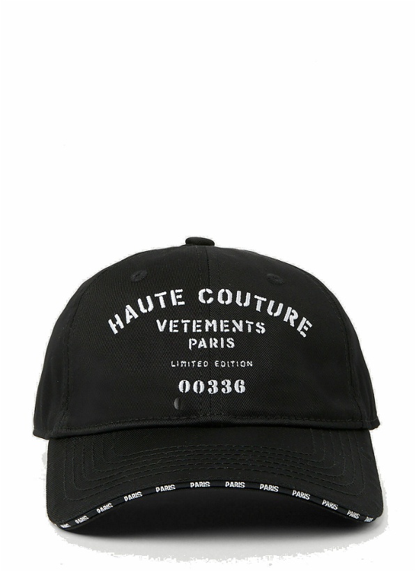 Photo: VETEMENTS - Maison De Couture Baseball Cap in Black