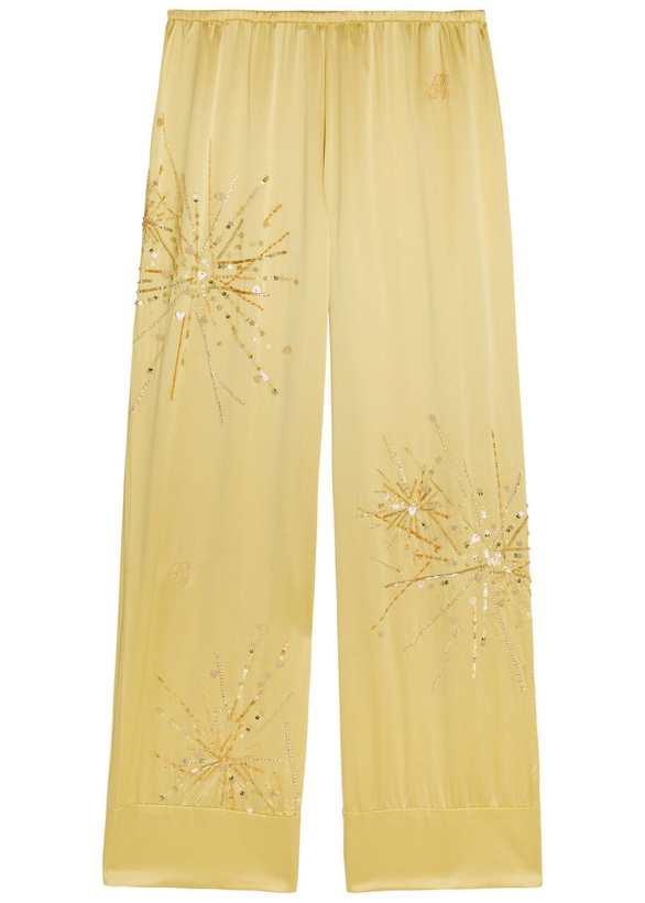 Photo: Bernadette Louis Embellished Stretch-silk Trousers Yellow