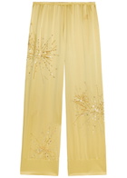 Bernadette Louis Embellished Stretch-silk Trousers Yellow