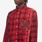 Needles Men's 7 Cuts Over Dyed Wide Flannel Shirt in Red 