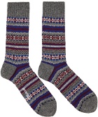 Junya Watanabe Grey & Purple Pattern Socks