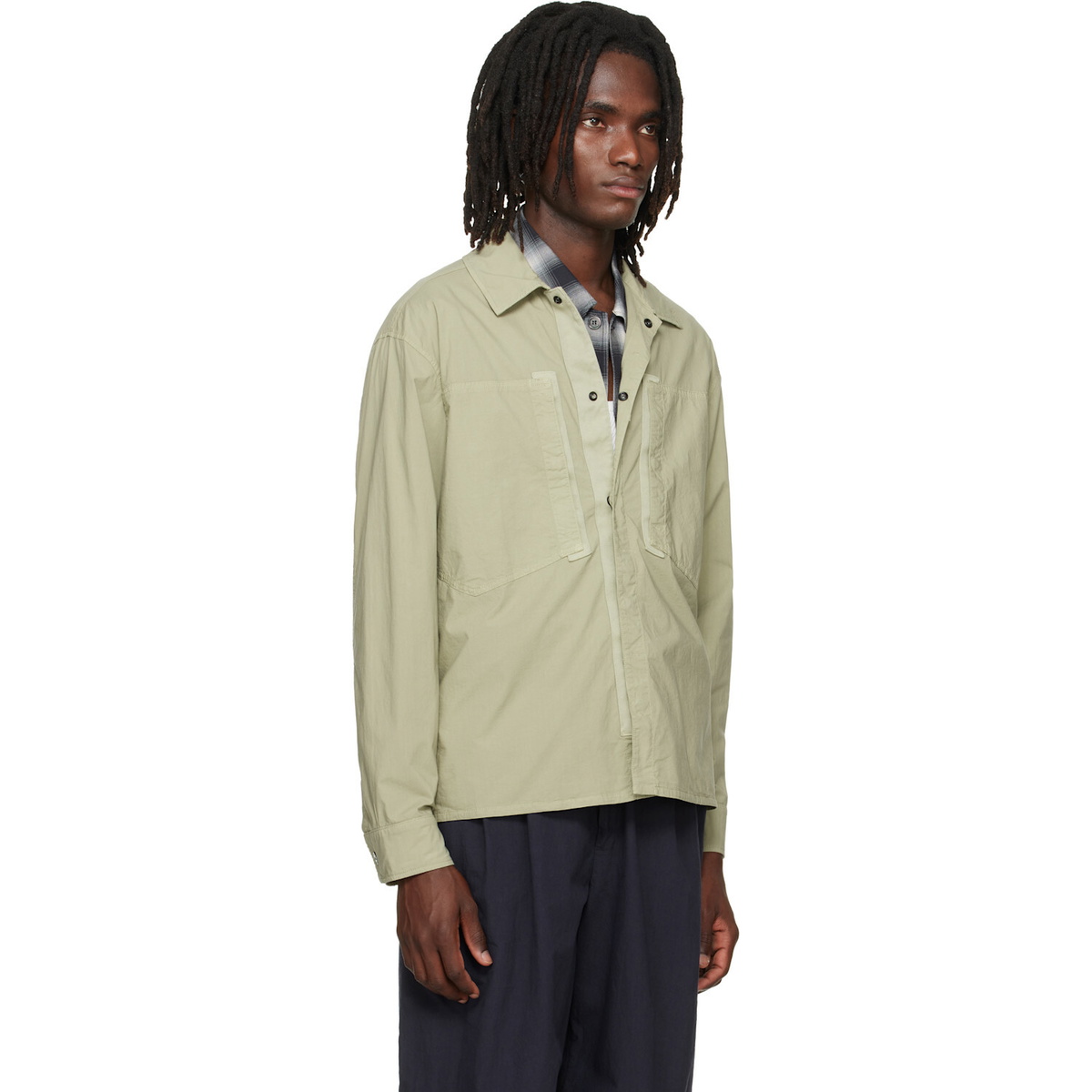 Stone Island Green 1200005 Stretch Cotton Tela 'Paracadute' Overshirt