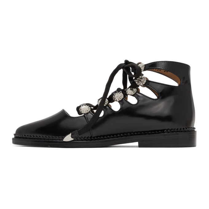 Toga Pulla Black Lace-Up Oxfords