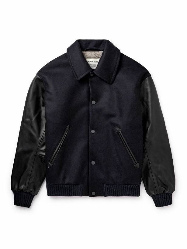 Photo: A Kind Of Guise - Bjarni Leather-Trimmed Wool and Cashmere-Blend Bomber Jacket - Blue