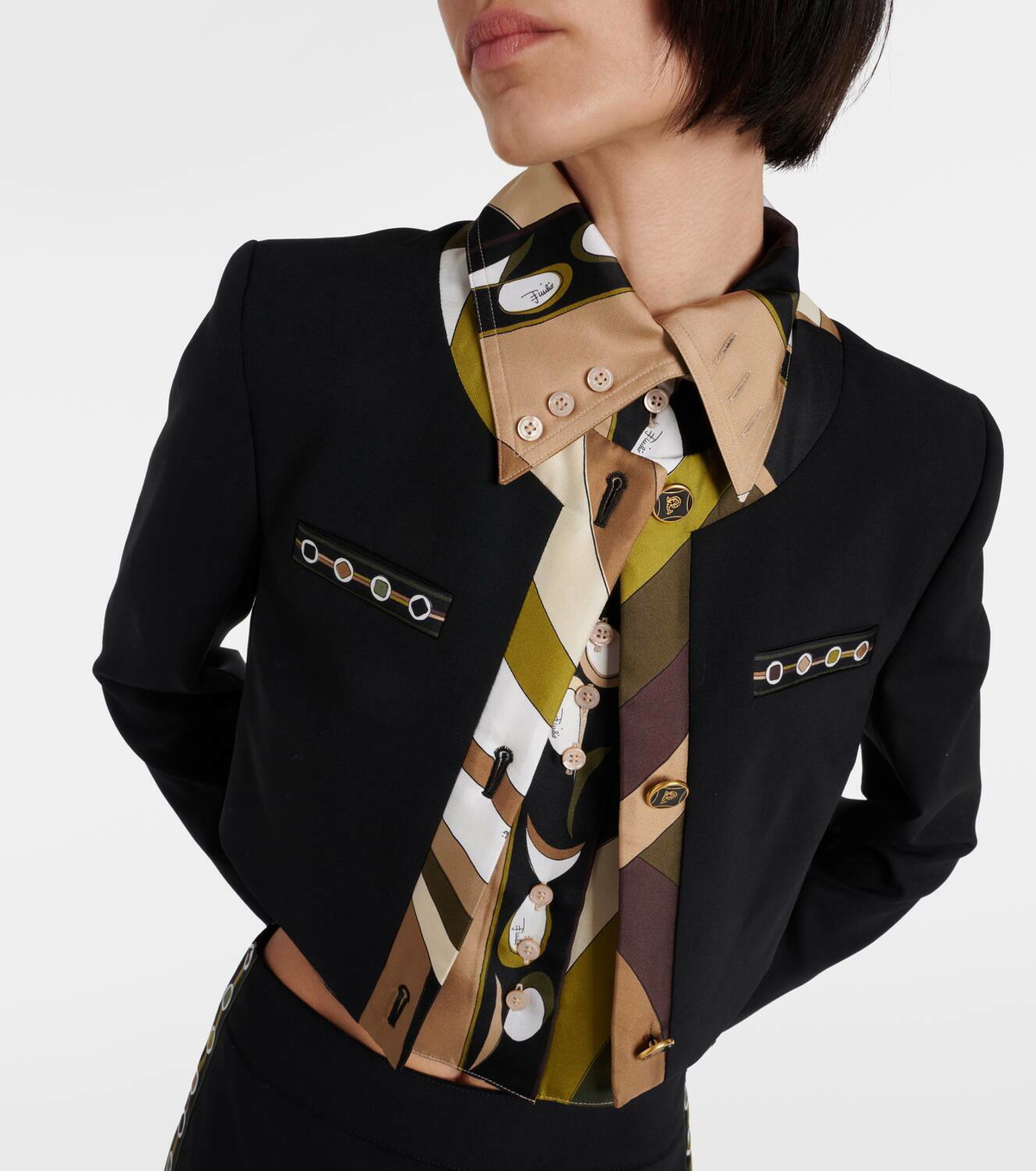 Pucci Vivara-printed cropped wool-blend jacket